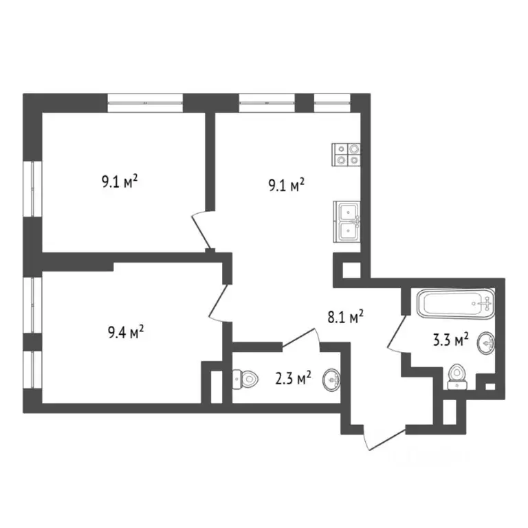 2-к кв. Тюменская область, Тюмень ул. Первооткрывателей, 10 (42.1 м) - Фото 2