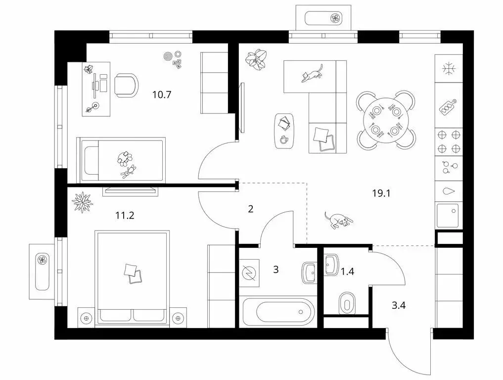 2-комнатная квартира: городской посёлок Янино-1, жилой комплекс ... - Фото 1
