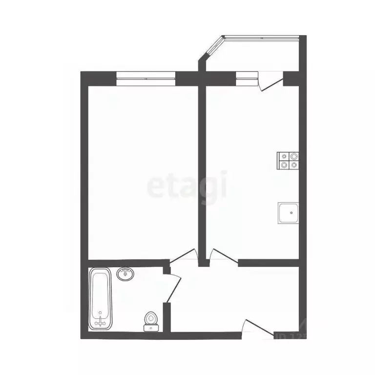 1-к кв. Тамбовская область, Тамбов Мичуринская ул., 234 (35.8 м) - Фото 1