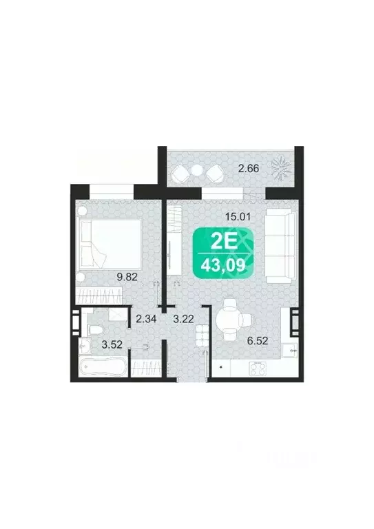 2-к кв. Забайкальский край, Чита Сосновый Бор мкр,  (43.09 м) - Фото 0