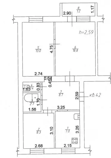 3-к кв. Татарстан, Казань просп. Ибрагимова, 32а (59.1 м) - Фото 2