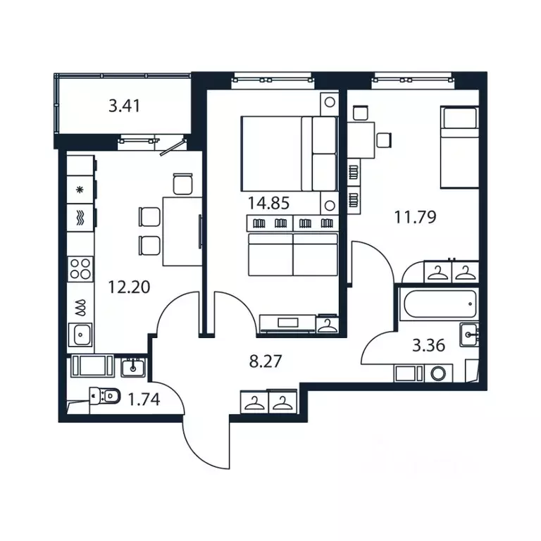 2-к кв. Ленинградская область, Мурино Всеволожский район, ул. ... - Фото 1