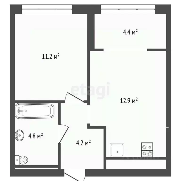 1-к кв. Тюменская область, Тюмень ул. Евгения Войнова, 3к2 (37.5 м) - Фото 2