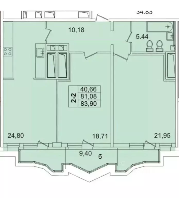 2-к кв. Санкт-Петербург просп. Просвещения, 43 (90.6 м) - Фото 2