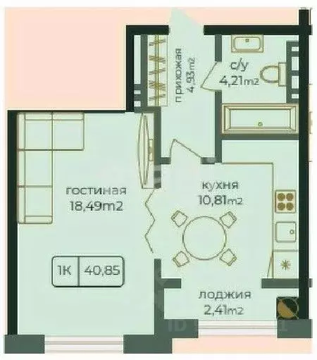 1-к кв. Дагестан, Каспийск просп. Акулиничева (40.85 м) - Фото 1