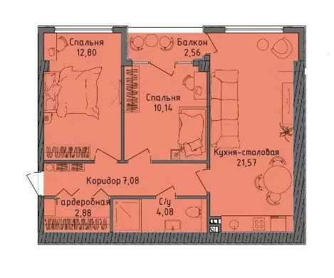 2-комнатная квартира: посёлок Семидворье, микрорайон Аян-Дере 2 (59.32 ... - Фото 0