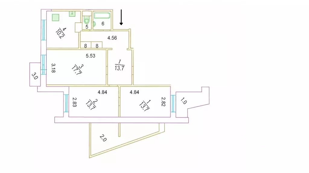 3-к кв. Москва Миклухо-Маклая ул., 30 (73.1 м) - Фото 2