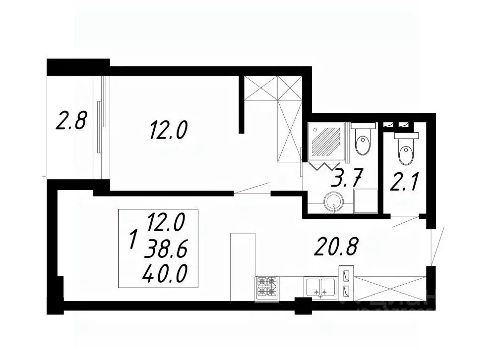 1-к кв. Ставропольский край, Ессентуки Озеро жилой комплекс (40.0 м) - Фото 0