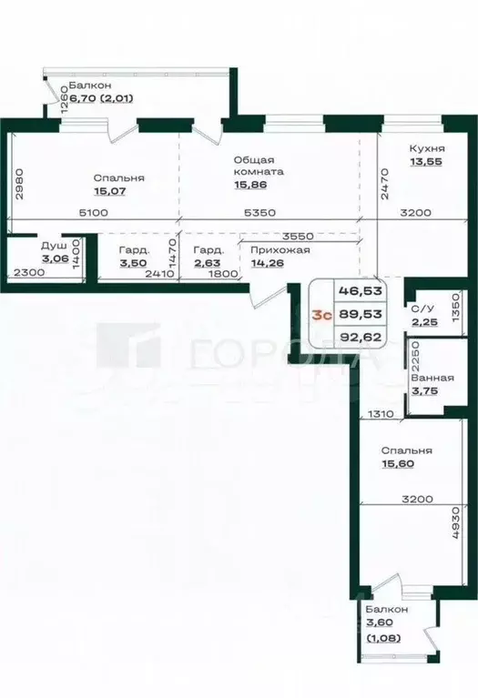 3-к кв. Алтайский край, Барнаул просп. Строителей, 18к1 (93.0 м) - Фото 2
