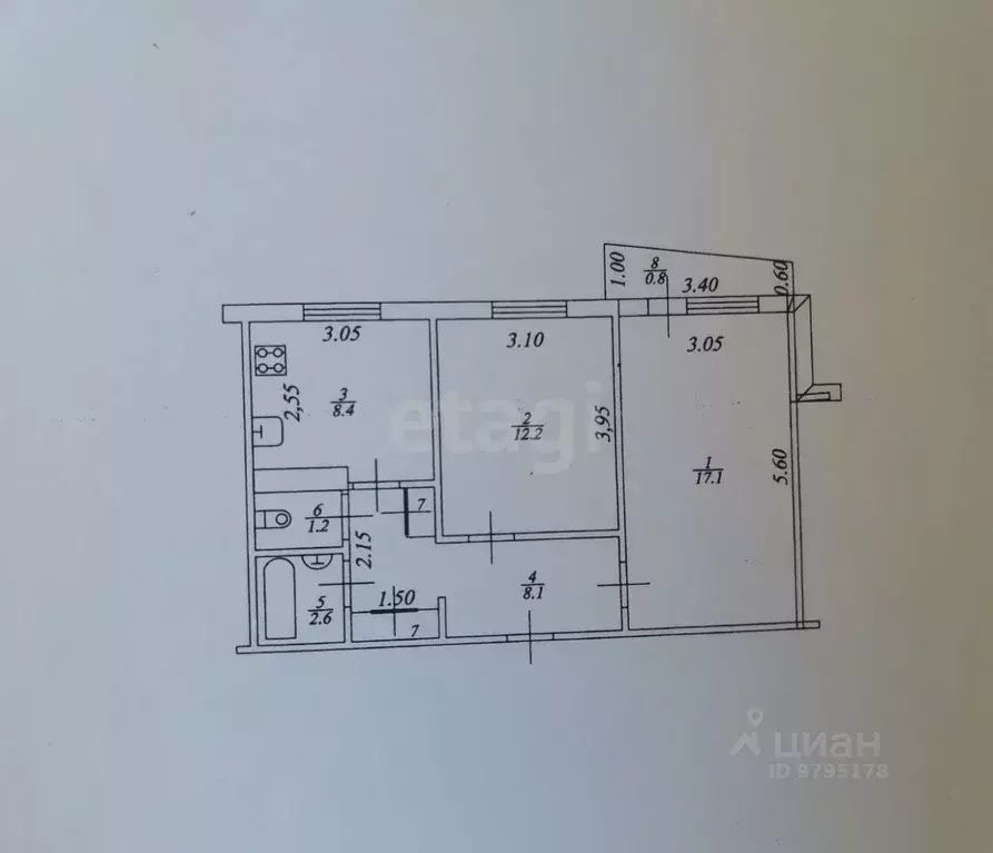 2-к кв. Татарстан, Казань ул. Академика Лаврентьева, 2 (54.0 м) - Фото 1