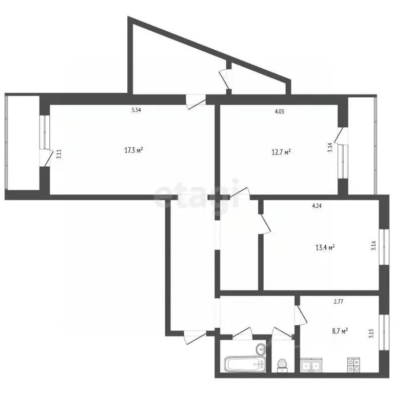3-к кв. Белгородская область, Белгород ул. Щорса, 49 (77.8 м) - Фото 2