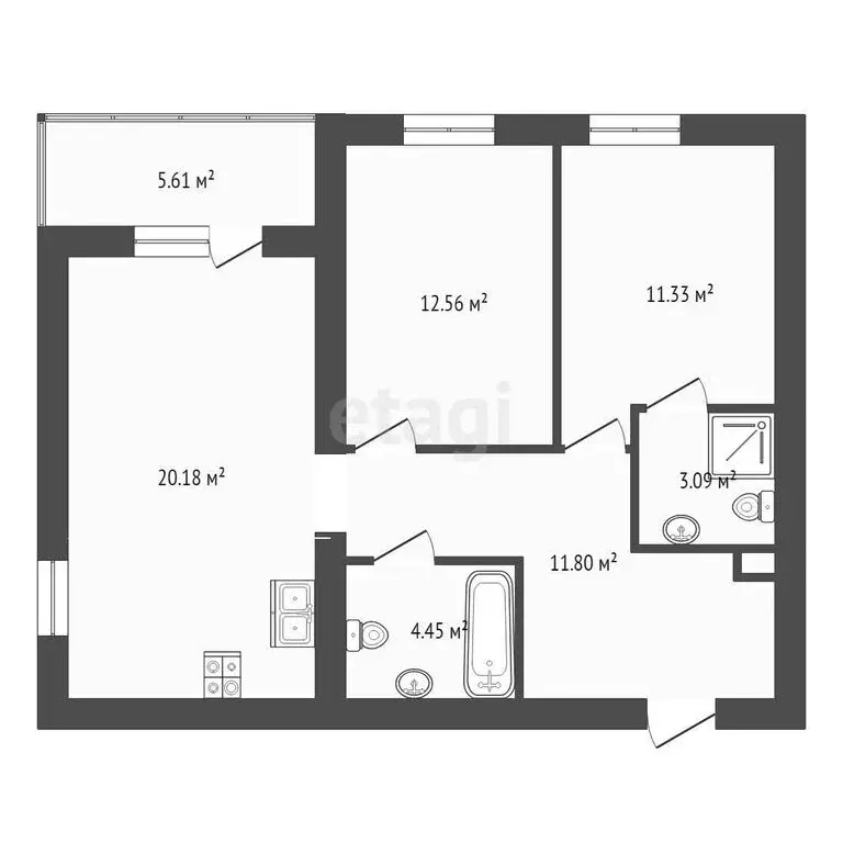 2-комнатная квартира: Светлогорск, Кленовая улица, 2 (69.02 м) - Фото 1