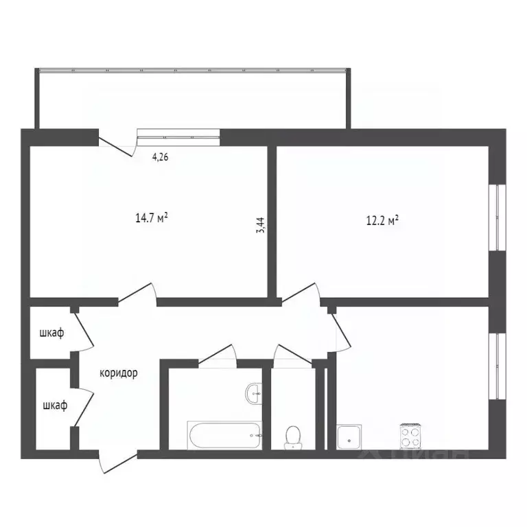 2-к кв. Ханты-Мансийский АО, Сургут просп. Мира, 6 (49.2 м) - Фото 1