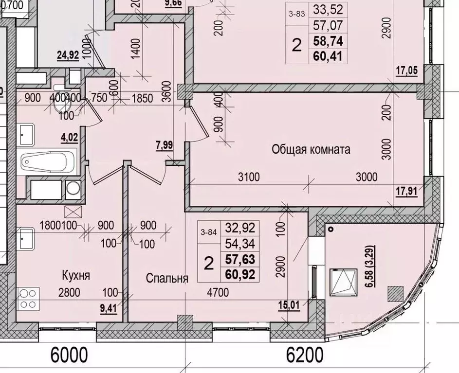 2-к кв. Саха (Якутия), Якутск ул. Чкалова, 47 (57.63 м) - Фото 1
