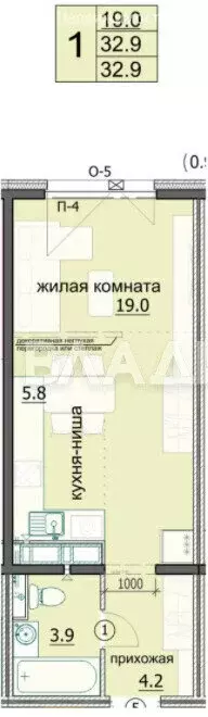 Квартира-студия: Пенза, улица Яшиной, 8 (32.4 м) - Фото 1