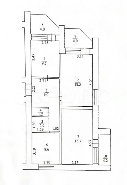 3-к. квартира, 71,5 м, 9/14 эт. - Фото 0