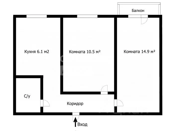 2-к кв. Томская область, Томск ул. МПС, 18 (39.4 м) - Фото 1