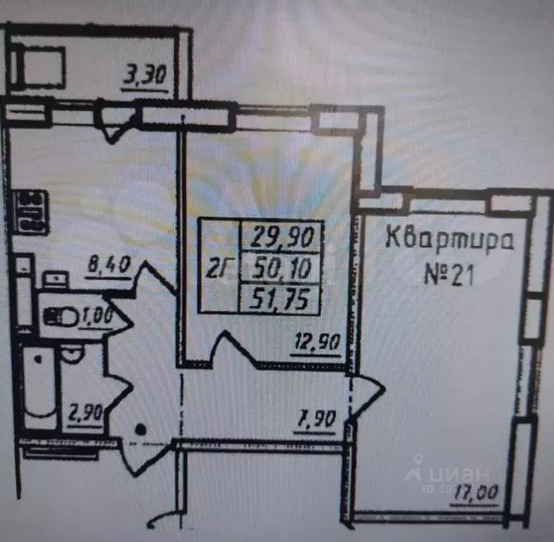 2-к кв. Ленинградская область, Всеволожск ул. Севастопольская, 1 (50.4 ... - Фото 2