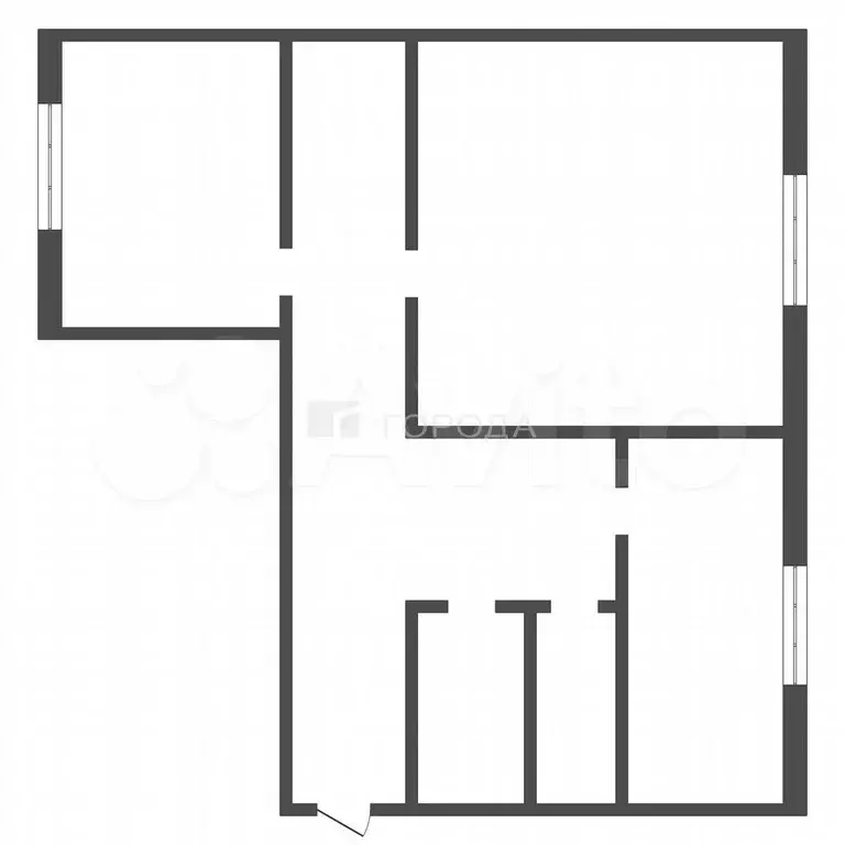2-к. квартира, 56 м, 2/2 эт. - Фото 1