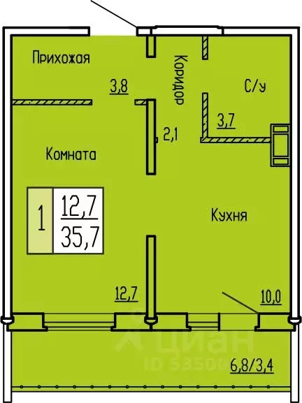 1-к кв. Курганская область, Курган ул. Карбышева, 52 (35.7 м) - Фото 0