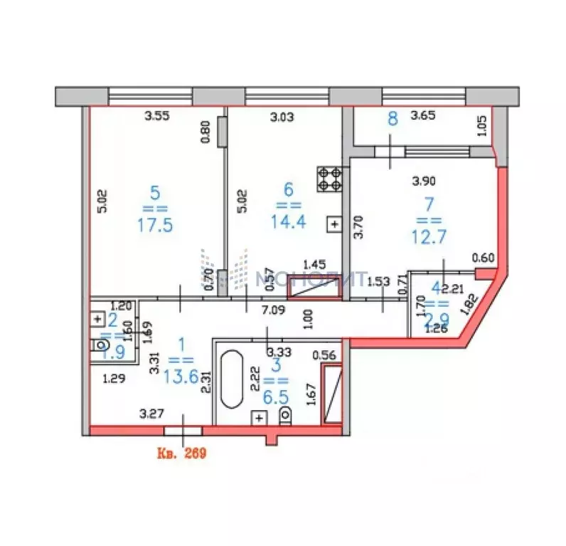 2-к кв. Нижегородская область, Нижний Новгород ул. Владимира ... - Фото 1