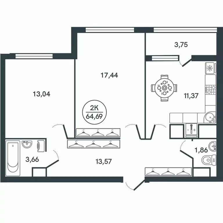 2-комнатная квартира: Тверь, улица Левитана, 74Б (64.69 м) - Фото 0