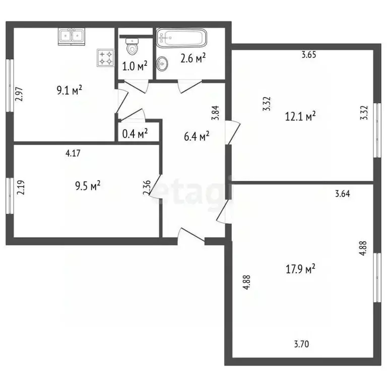 3-к кв. Санкт-Петербург просп. Малый Петроградской стороны, 64/13 ... - Фото 1