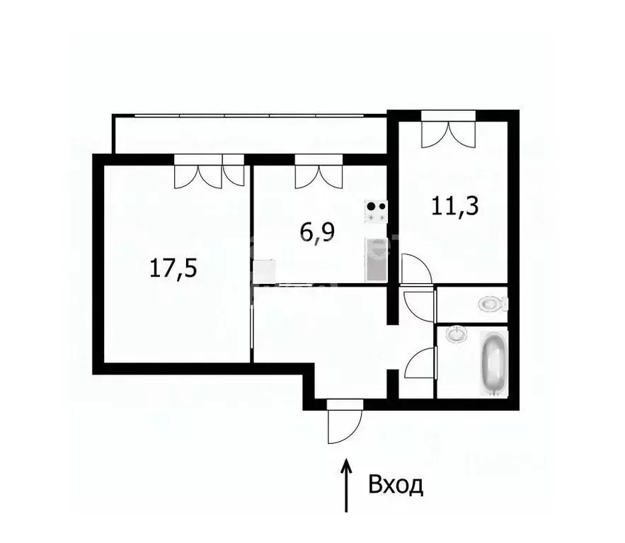 2-к кв. Томская область, Томск тракт Иркутский, 92 (47.4 м) - Фото 1