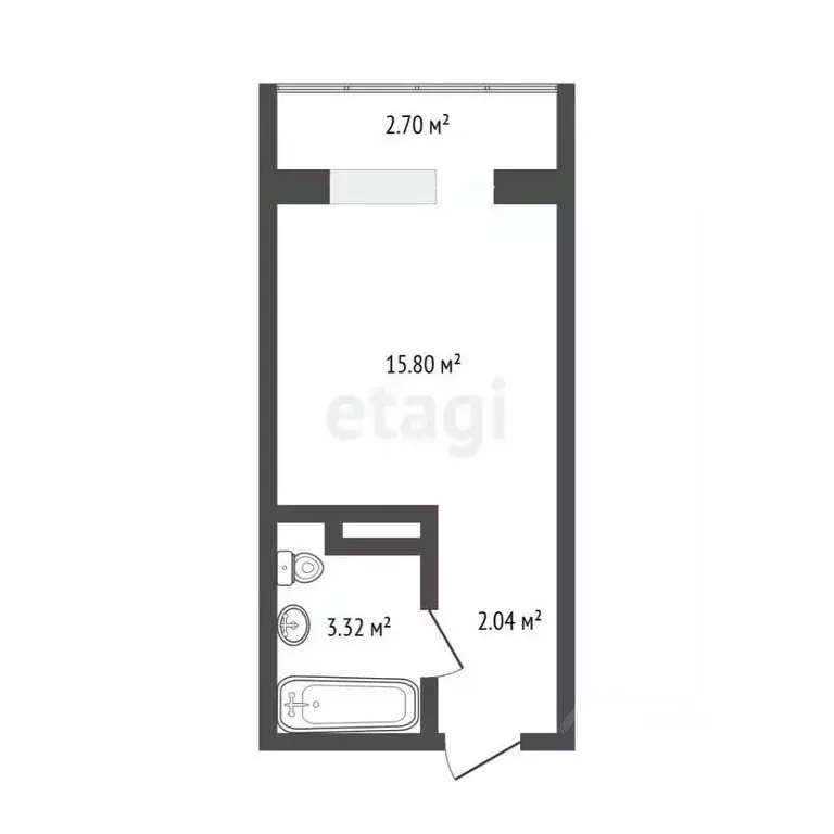 Студия Тюменская область, Тюмень ул. Новоселов, 115 (17.5 м) - Фото 2