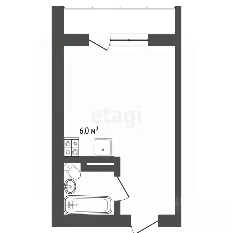 Студия Тюменская область, Тюмень ул. Новоселов, 113 (18.5 м) - Фото 2