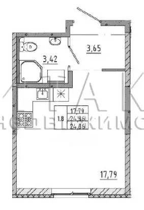 Продаётся квартира-студия, 24.86 м - Фото 1