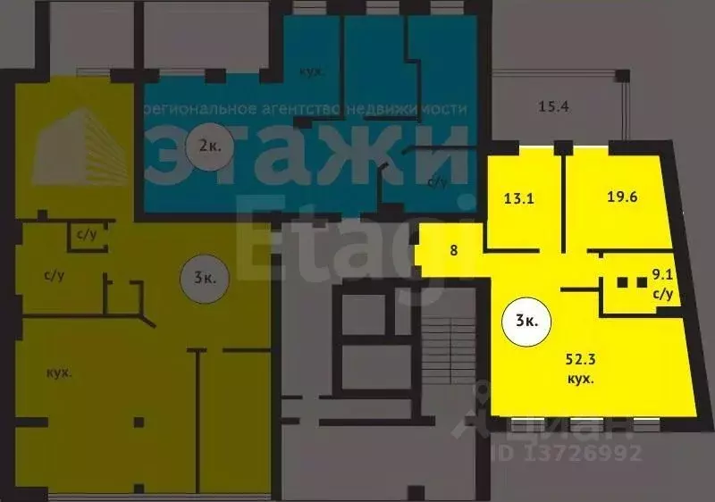 3-к кв. Саратовская область, Саратов Лесная ул., 1 (65.0 м) - Фото 1