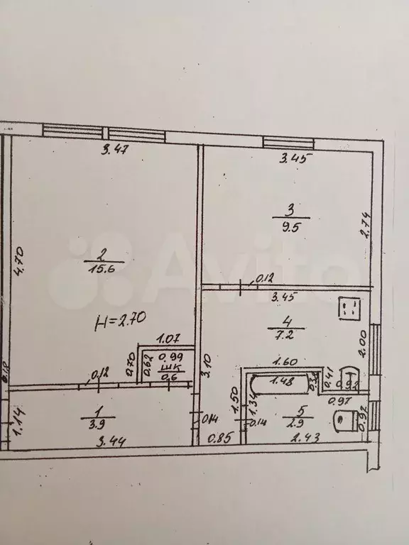 2-к. квартира, 39,7 м, 2/2 эт. - Фото 0