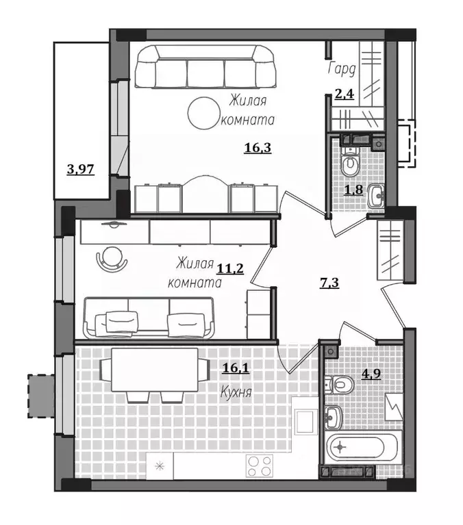 2-к кв. Смоленская область, Смоленск ул. Александра Степанова, 14 ... - Фото 1