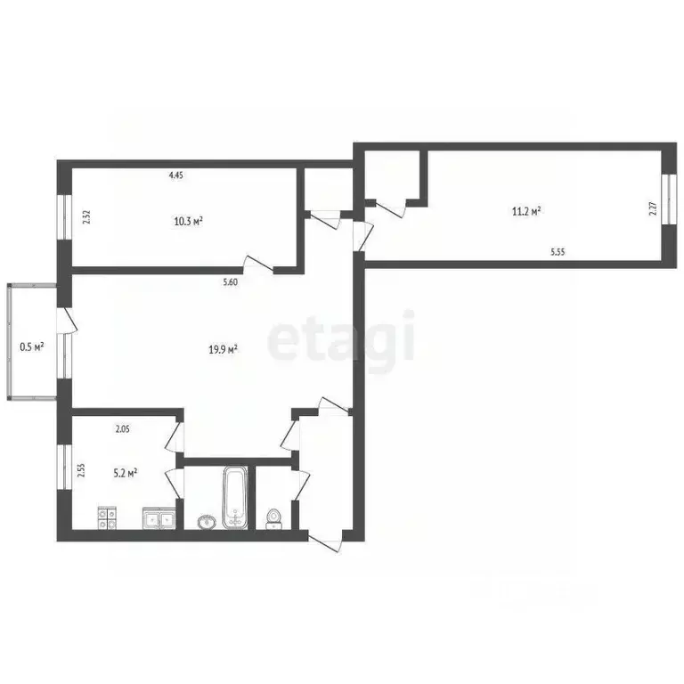 3-к кв. Псковская область, Псков Рижский просп., 52 (55.2 м) - Фото 1
