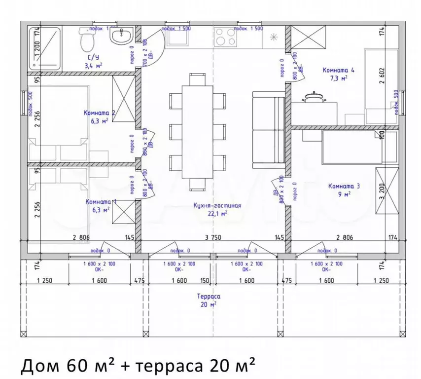 Коттедж 60 м на участке 6 сот. - Фото 0