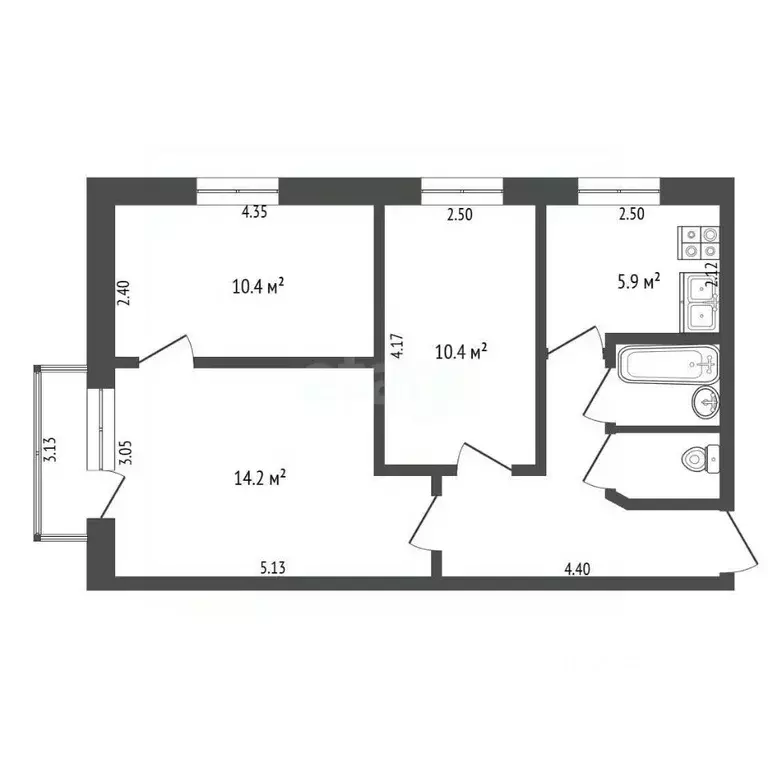 3-к кв. Московская область, Луховицы ул. Воробьева, 5 (51.3 м) - Фото 2