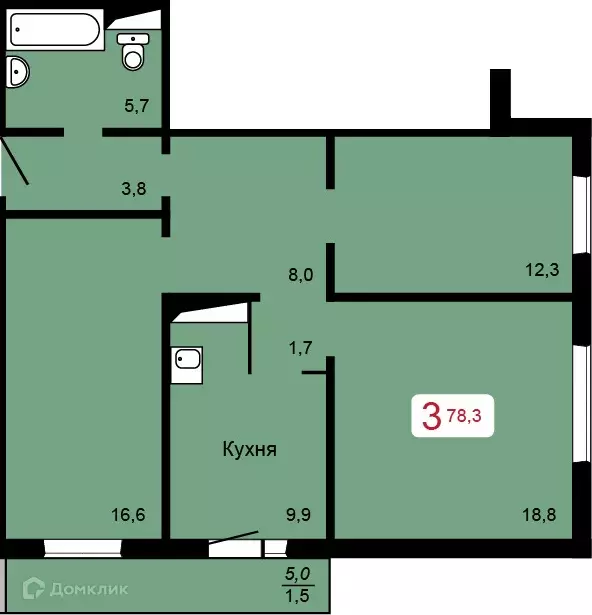 Продаётся 3-к квартира, 78.3 м - Фото 1