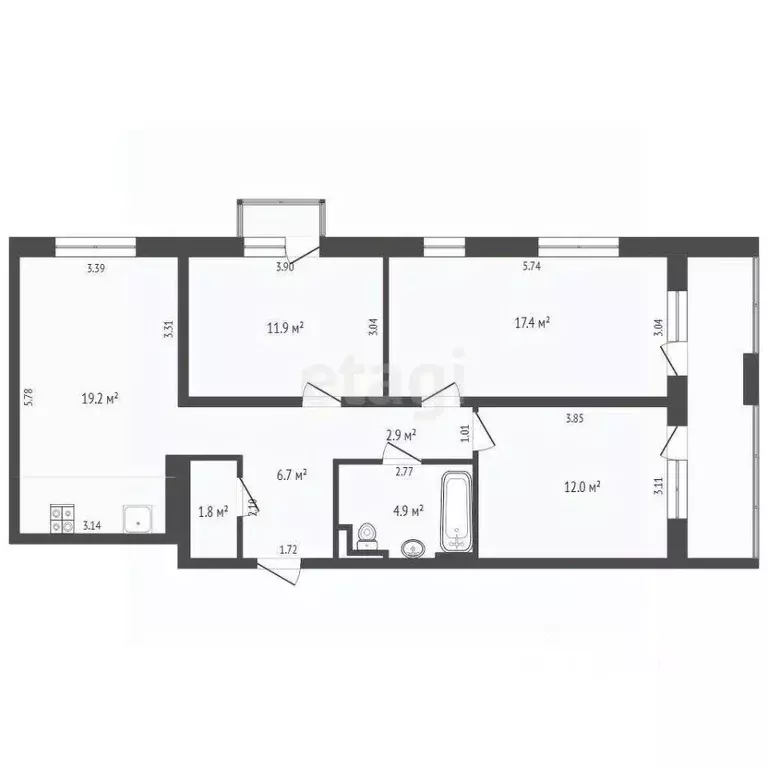 3-к кв. Тюменская область, Тюменский муниципальный округ, с. Ембаево ... - Фото 1