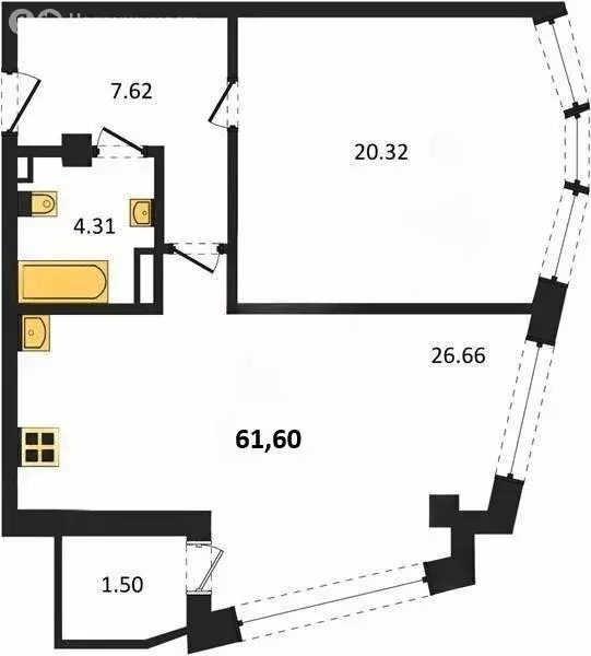 Квартира-студия: Севастополь, улица Лётчиков, 10 (61.6 м) - Фото 1