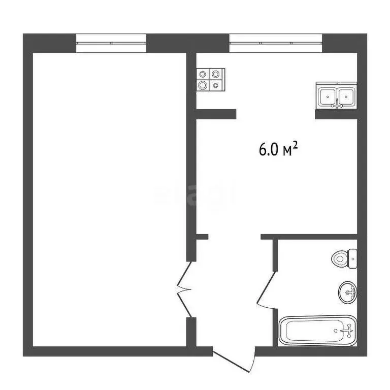 1-комнатная квартира: Нальчик, улица Чернышевского, 272 (26.7 м) - Фото 1