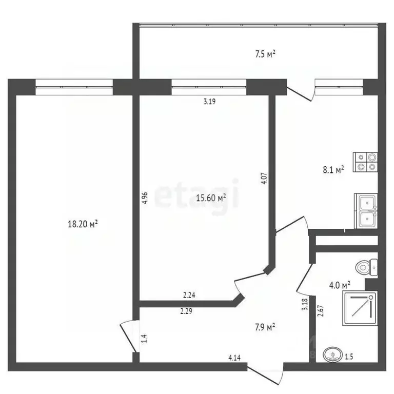 2-к кв. Ростовская область, Ростов-на-Дону ул. Вавилова, 6к1 (45.7 м) - Фото 2