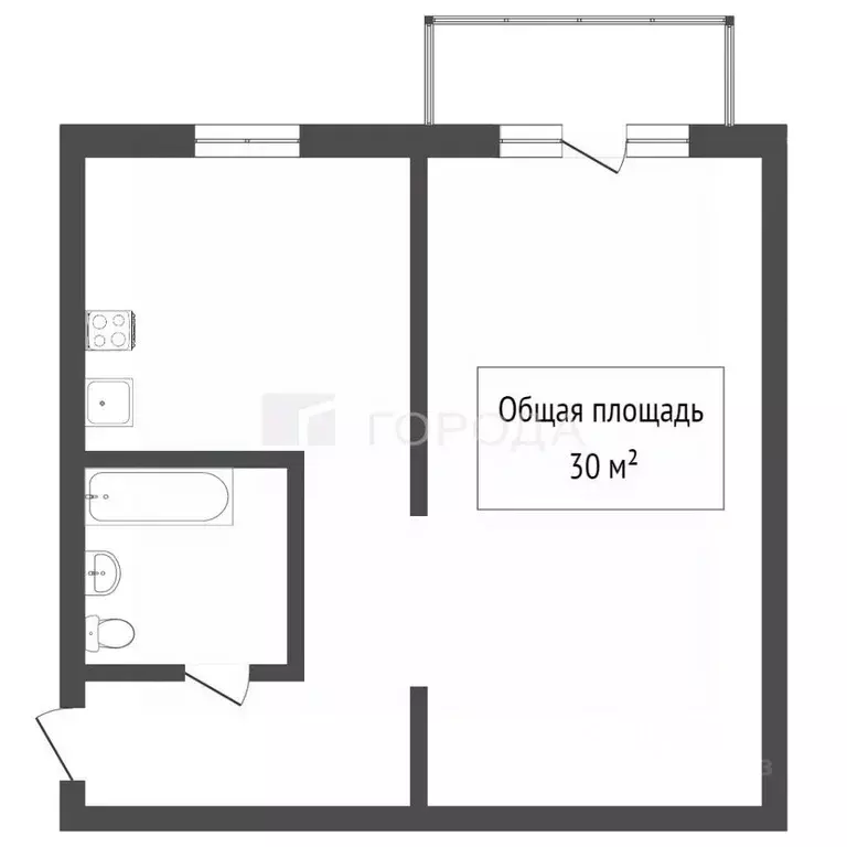 1-к кв. Томская область, Томск Трамвайная ул., 5 (30.0 м) - Фото 1
