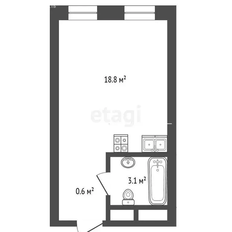 Квартира-студия: Тюмень, улица Евгения Войнова, 3 (22.5 м) - Фото 1