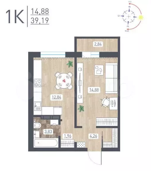 1-к. квартира, 40 м, 9/17 эт. - Фото 0