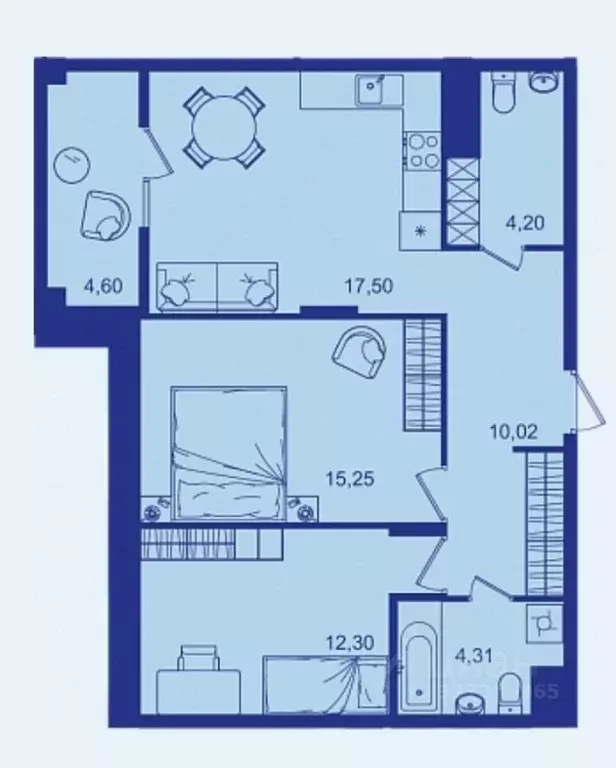 2-к кв. Брянская область, Брянск ул. Имени И.Н. Лысенко, 12 (68.0 м) - Фото 1