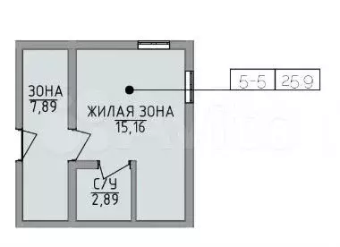Апартаменты-студия, 25,9 м, 5/5 эт. - Фото 0