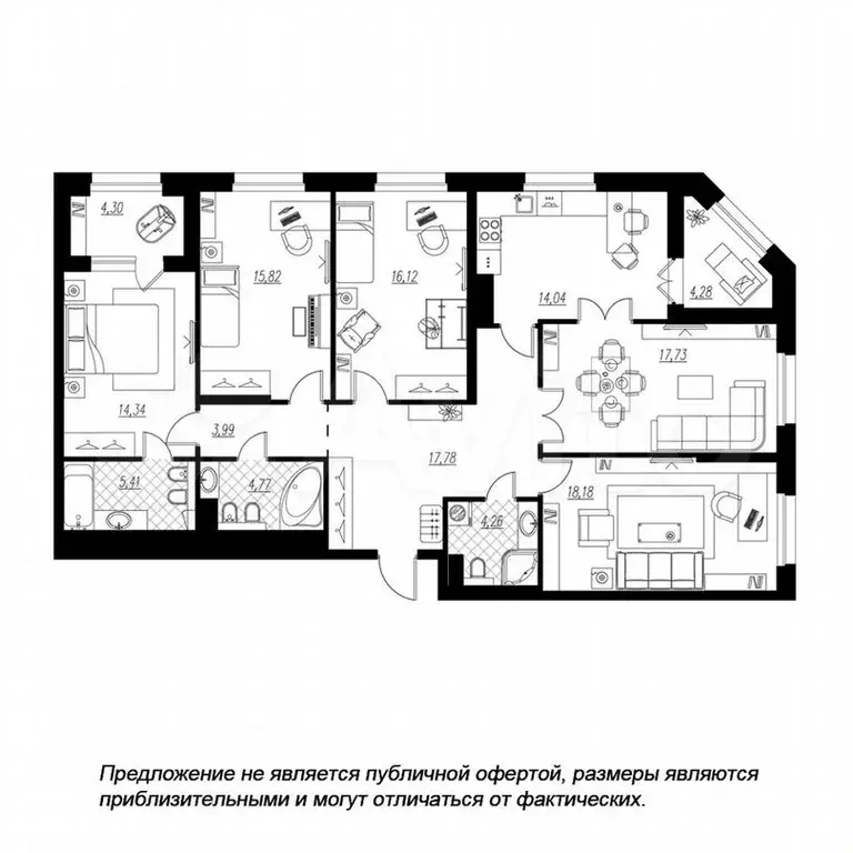 5-к. квартира, 138,1м, 5/9эт. - Фото 0