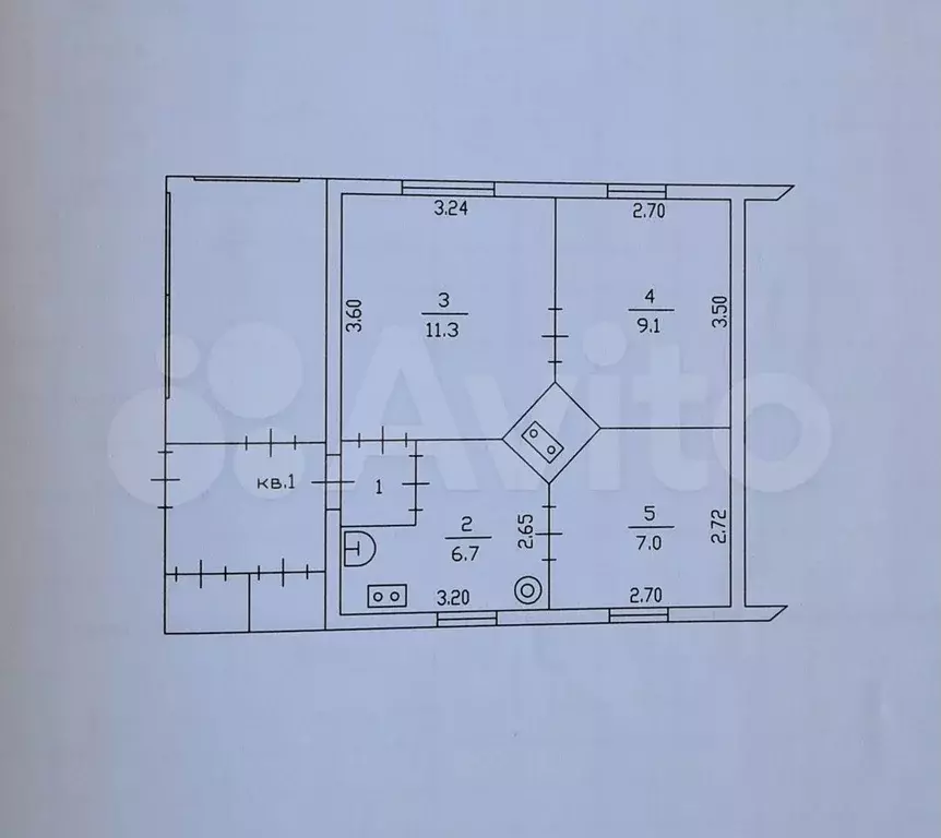 3-к. квартира, 35,5 м, 1/1 эт. - Фото 0