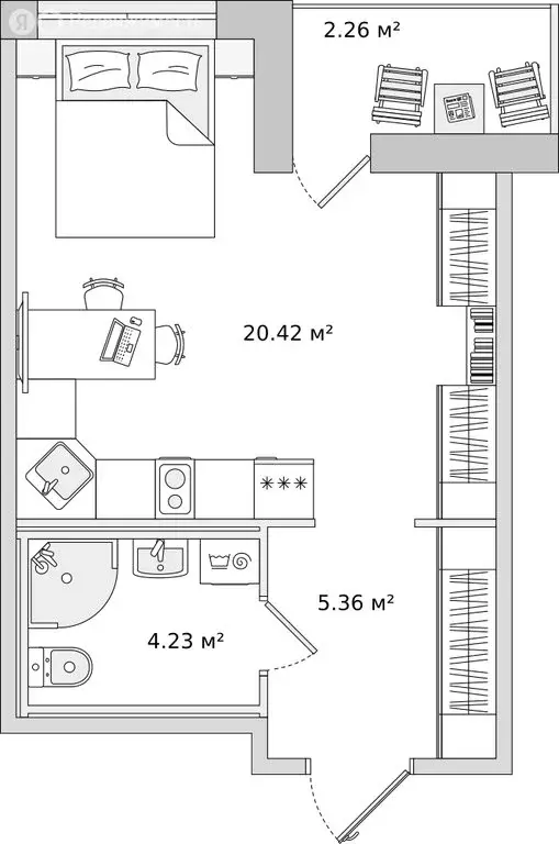 Квартира-студия: Парголово, Михайловская дорога, 6 (29.3 м) - Фото 1